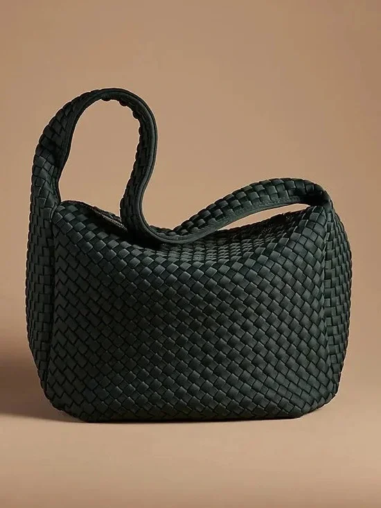 Anthropologie Woven Satchel Bag — Dark Green - Picture 2 of 3
